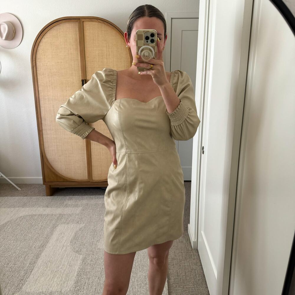 7 For All Mankind Nude Vegan Leather Mini Dress‎